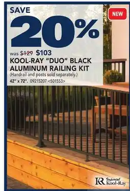 RONA KOOL-RAY DUO BLACK ALUMINUM RAILING KIT offer