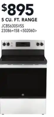 RONA GE APPLIANCES 5 CU. FT. RANGE offer