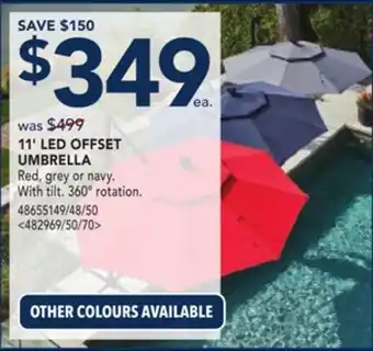 RONA 11' LED OFFSET UMBRELLA offer