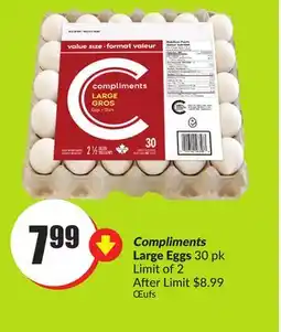 Chalo FreshCo Compliments Large Eggs 30 pk offer