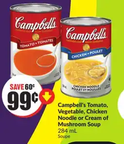 Chalo FreshCo Campbell's Tomato, Vegetable, Chicken Noodle or Cream of Mushroom Soup 284 mL offer