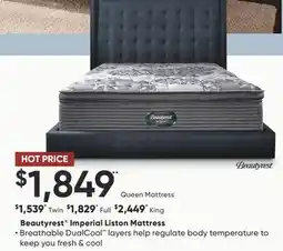 Sleep Country Beautyrest Imperial Liston Mattress offer
