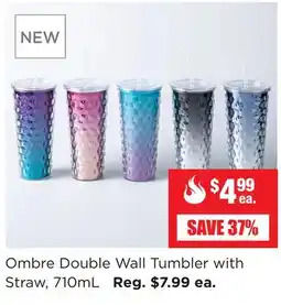 Kitchen Stuff Plus Ombre Double Wall Tumbler with Straw offer