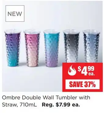 Kitchen Stuff Plus Ombre Double Wall Tumbler with Straw offer