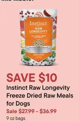 Petvalu Instinct Raw Longevity  Freeze Dried Raw Meals  for Dogs offer