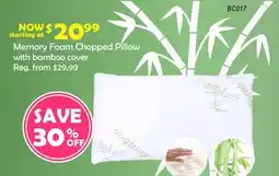 Oxford Mills Memory Foam Chopped Pillow with bamboo cover offer