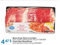 Walmart Great Value Sliced Bacon offer