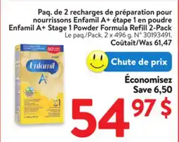 Walmart Enfamil A+ Stage 1 Powder Formula Refill 2-Pack offer