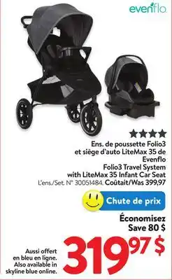 Walmart Folio3 Travel System with LiteMax 35 Infant Car Seat offer
