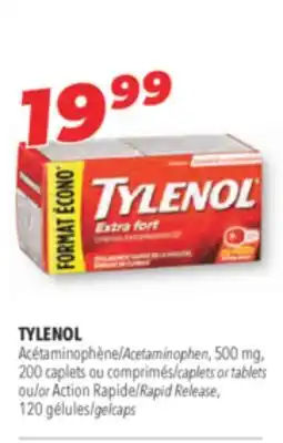 Familiprix TYLENOL Acetaminophen, 500 mg, 200 caplets or tablets or Action Rapid Release, 120 gelcaps offer