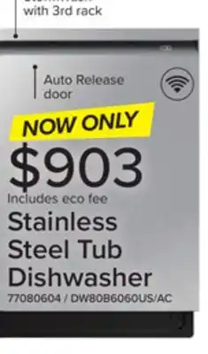 Leon's Samsung Stainless Steel Built-In Dishwasher with AutoRelease - DW80B6060US/AC offer