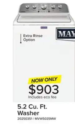 Leon's Maytag White Top Load Washer with Deep Fill - (5.2 cu. ft.) - MVW5035MW offer