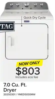 Leon's Maytag White Electric Dryer with Extra Power (7.0 cu. ft.) - YMED5030MW offer