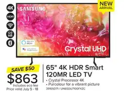 Leon's Samsung 65 4K Tizen Smart CUHD TV - UN65DU7100FXZC offer