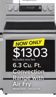 Leon's LG Smudge Resistant Stainless Steel 6.3 cu ft. Electric ThinQ InstaView Range with Air Fry and True Convection- LREL6325F offer