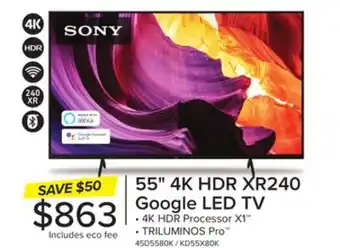Leon's SONY 55 4K HDR LED Google TV - KD55X80K offer