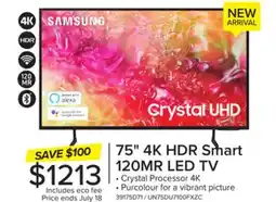 Leon's Samsung 75 4K Tizen Smart CUHD TV - UN75DU7100FXZC offer