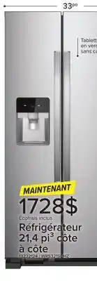 Leon's Réfrigérateur 21,4 pi³ côte à côte inox WRS321SDHZ Whirlpool offer