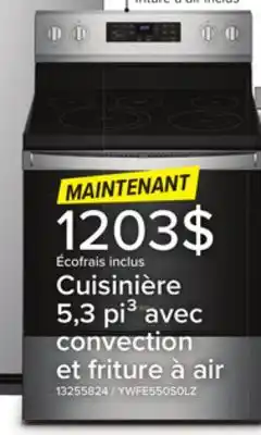 Leon's Cuisinière électrique 5,3 pi³ 5 en 1 avec friture à air 30 po acier inoxydable résistant aux traces de doigts YWFE550S0LZ Whi offer