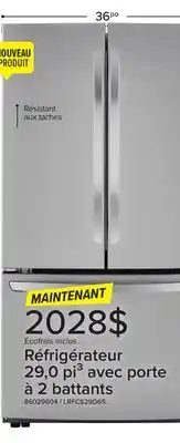 Leon's Réfrigérateur intelligent 29 pi³ avec porte à 2 battants acier inoxydable LRFCS29D6S LG offer