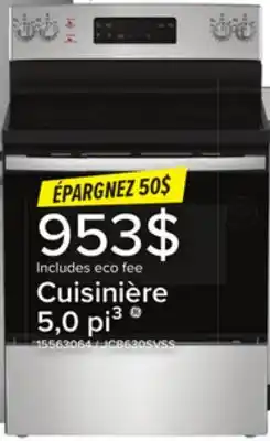 Leon's GE Cuisinière électrique 5,0 pi³ autonome 30 po acier inoxydable JCB630SVSS offer