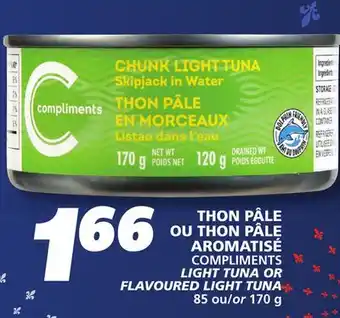 IGA COMPLIMENTS LIGHT TUNA OR FLAVOURED LIGHT TUNA offer