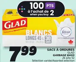 IGA GLAD GARBAGE BAGS offer