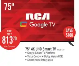 The Brick RCA 75 4K HDR Smart Google TV offer