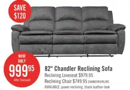 The Brick Chandler Chenille Reclining Sofa - Grey offer