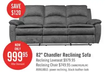 The Brick Chandler Chenille Reclining Sofa - Grey offer