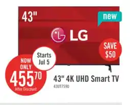 The Brick LG 43 Series UT75 UHD 4K Smart TV with webOS 24 offer