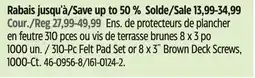 Canadian Tire Certified 310-Pc Felt Pad Set or 8 x 3˝ Brown Deck Screws, 1000-Ct offer