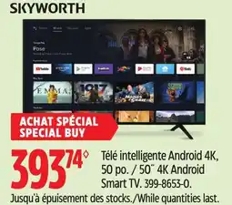 Canadian Tire Skyworth 50˝ 4K Android Smart TV offer