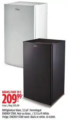 Canadian Tire Master Chef 3.3 Cu-Ft White Fridge offer