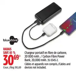 Canadian Tire Bluehive Carbon Fibre Power Bank, 20,000 mAh offer