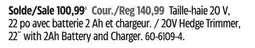 Canadian Tire Certified 20V Hedge Trimmer, 22˝ with 2Ah Battery and Charger offer