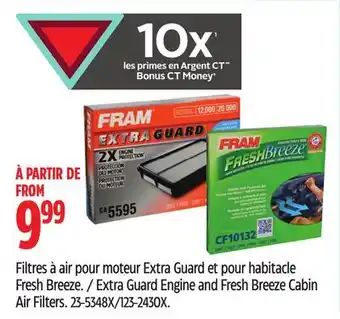 Canadian Tire Extra Guard Engine and Fresh Breeze Cabin Air Filters offer