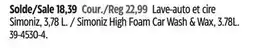 Canadian Tire Simoniz High Foam Car Wash & Wax, 3.78L offer