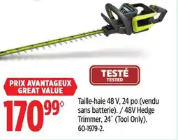 Canadian Tire Yardworks 48V Hedge Trimmer, 24˝ (Tool Only) offer