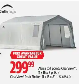 Canadian Tire Shelter Logic ClearView Peak Shelter, 11 x 16 x 8´ h offer