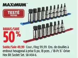 Canadian Tire MAXIMUM 18-Pc 1⁄2-Drive Hex Bit Socket Set offer