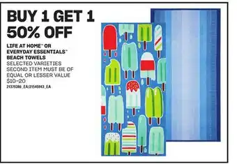Loblaws LIFE AT HOME OR EVERYDAY ESSENTIALS BEACH TOWELS offer
