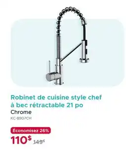 Bath Depot Robinet de cuisine style chef à bec rétractable 21 po offer