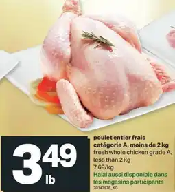 L'Intermarché POULET ENTIER FRAIS CATÉGORIE A, MOINS DE 2 KG offer