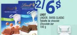 Uniprix LINDT LINDOR, SWISS CLASSIC Tablette de chocolat/Chocolate bar offer