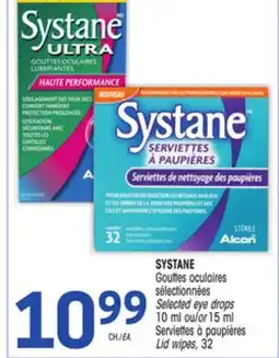 Uniprix SYSTANE GOUTTES OCULAIRES SÉLECTIONNÉES/SELECTED EYE DROPS, SERVIETTES À PAUPIÈRES/LID WIPES offer