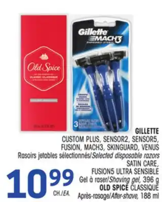 Uniprix GILLETTE CUSTOM PLUS, SENSOR2, SENSOR5, FUSION, MACH3, SKINGUARD, VENUS Rasoirs jetables sélectionnés/Selected disposable raz offer
