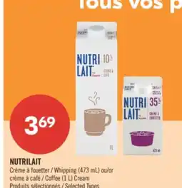 Shoppers Drug Mart NUTRILAIT Whipping (473 mL) or Coffee (1 L) Cream offer