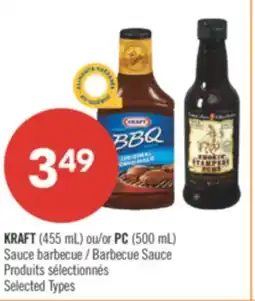 Shoppers Drug Mart KRAFT (455 mL) or PC (500 mL) Sauce barbecue offer