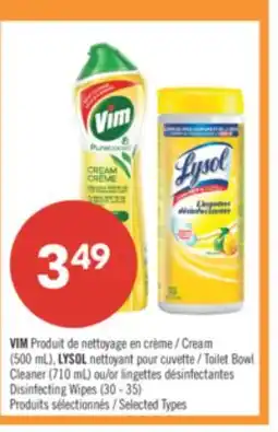 Shoppers Drug Mart VIM Cream (500 mL), LYSOL Toilet Bowl Cleaner (710 mL) or Disinfecting Wipes (30 - 35) offer